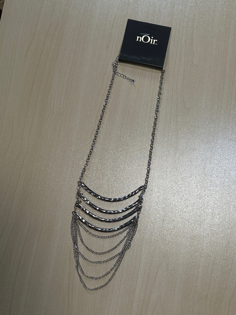 nOir Jewelry Silver Layered Multi-Chain Necklace